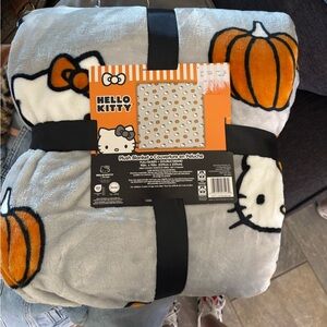 Hello Kitty Gray and Orange Plush Blanket